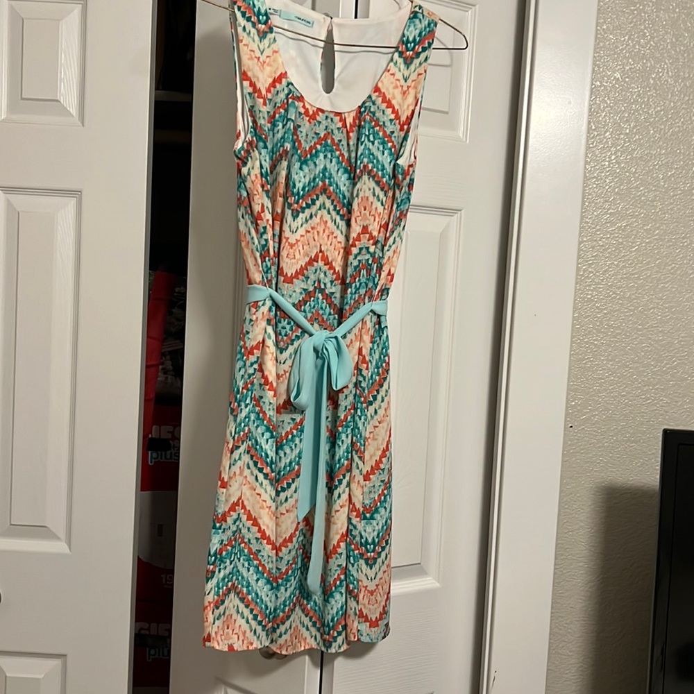Maurice’s mint and coral dress with waist tie